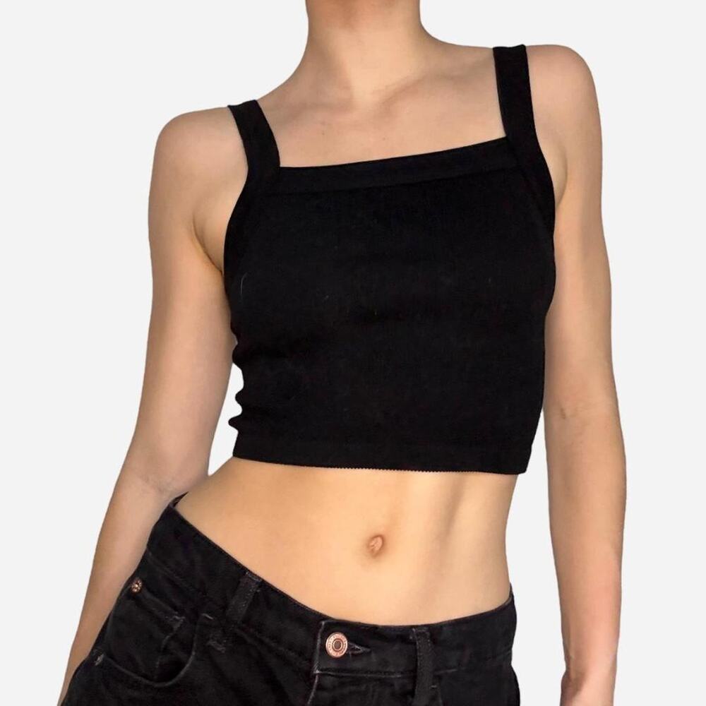 Nwt black ribbed square neck cropped top tank - Cotton On - size M/L